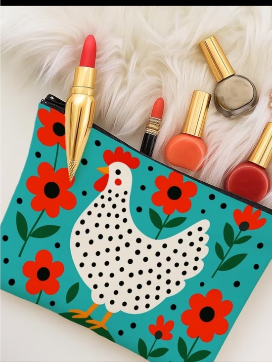 Handbags - Eclectic Colorful Chicken Makeup Toiletries Bag